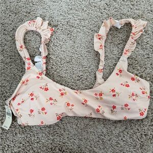 NWT Aerie Floral Bikini Top - Pink and Red
